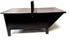 Chimenea de acero grande quemador de leña soporte para cenizas capó de carbón negro mate 24x12x9,5"