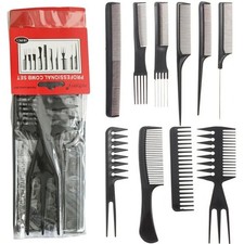 10 Pieces Combs for Women and Man, Premium Black Carbon Fiber Hair Comb Set