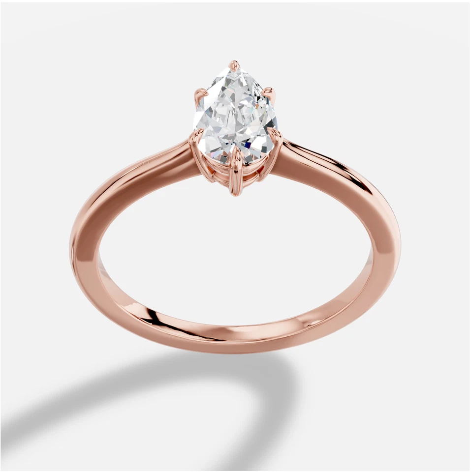 Кольцо с бриллиантом Earth Elle Solitaire 0,50 карата грушевидный бриллиант сертифицировано I/SI1 GIA - Изображение 4 из 4