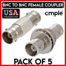 5 Pack BNC Female Adapter RG59 RG6 BNC Jack Connection Coupler for Panel CCTV