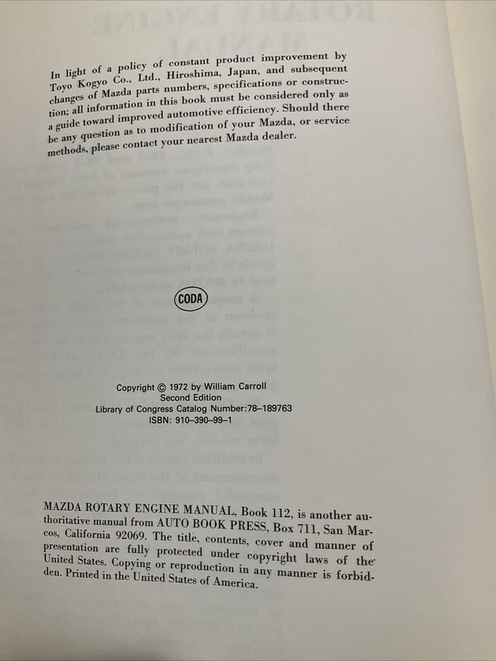 MAZDA ROTARY ENGINE Manual Performance Engineering Handbook eBay