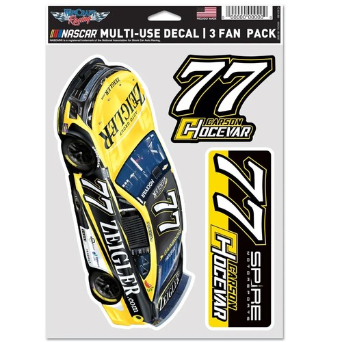 Carson Hocevar 2025 Wincraft #77 Zeigler Auto Group Multi Use Decal Sheet(3Pc)