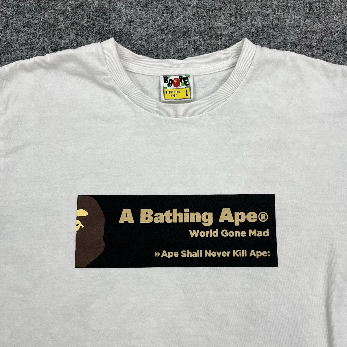 A Bathing Ape Shirt Mens Large Tee Ape Shall Never Kill Ape World
