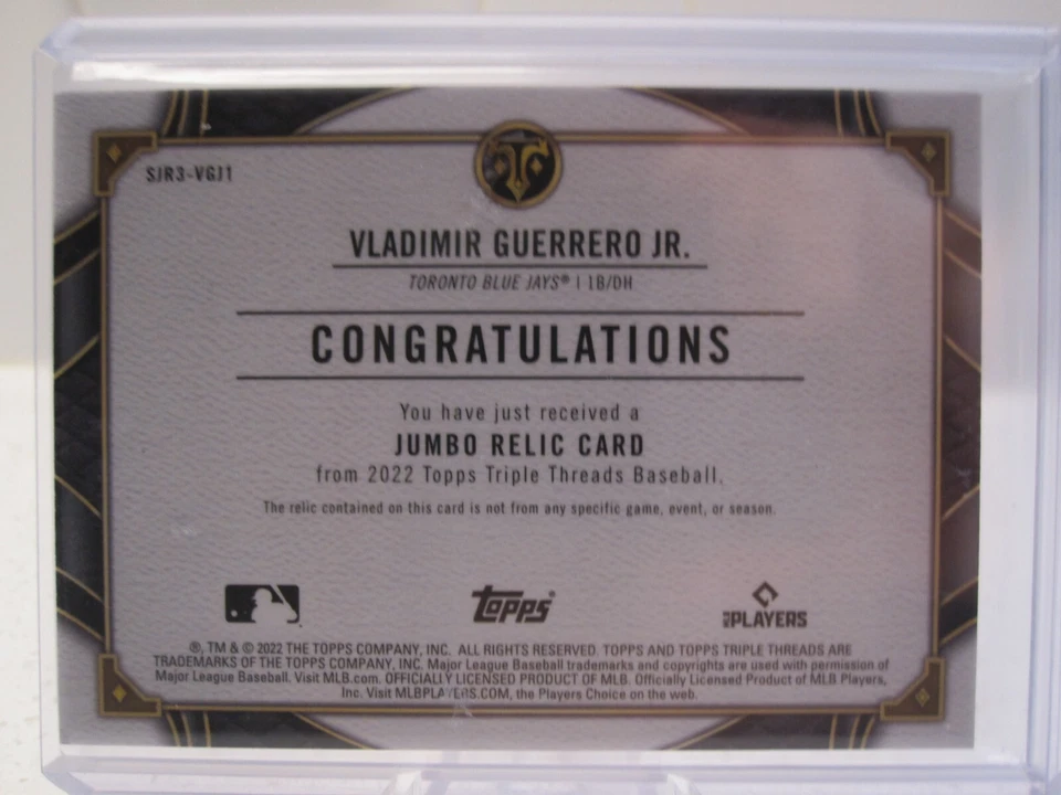 2022 Topps Triple Threads Vladimir Guerrero Jr #SJR3-VGJ1 Amethyst 08/36 - Image 2 of 3
