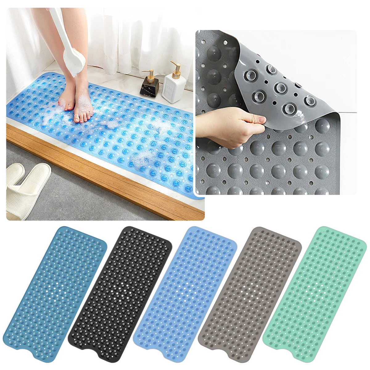 Textured Surface Rectangle Shower Mat Anti-Slip Bath Mat With