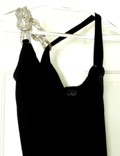 NW Nightway Jeweled Deco Single Shoulder Strap Evening Dress-12, black