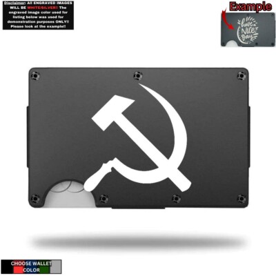 Ussr Hammer Sickle - Custom Laser Engraved Wallet  - GREAT GIFT WALLET