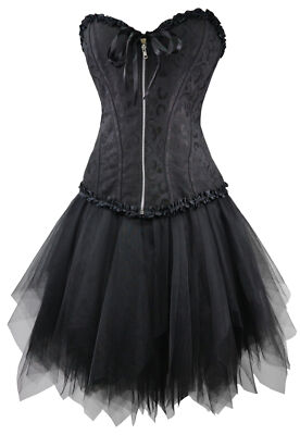 Corsagekleid Kleid Mini Rock Corsage Korsett Petticoat schwarz Bustier T Organza