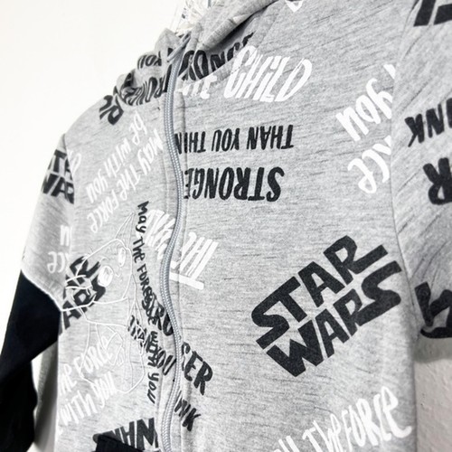 Star Wars Sweater Youth 5 Grogu Baby Yoda Zip Up Boys Grey Hoodie - Picture 7 of 11