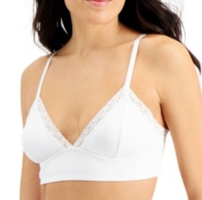 JENNI On Repeat Women's Wide Lace Bralette Bright White LARGE