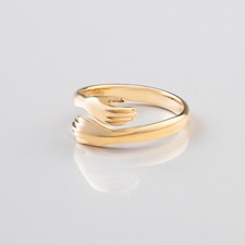 Gold Umarmender Ring   925 Sterling Silber Of...