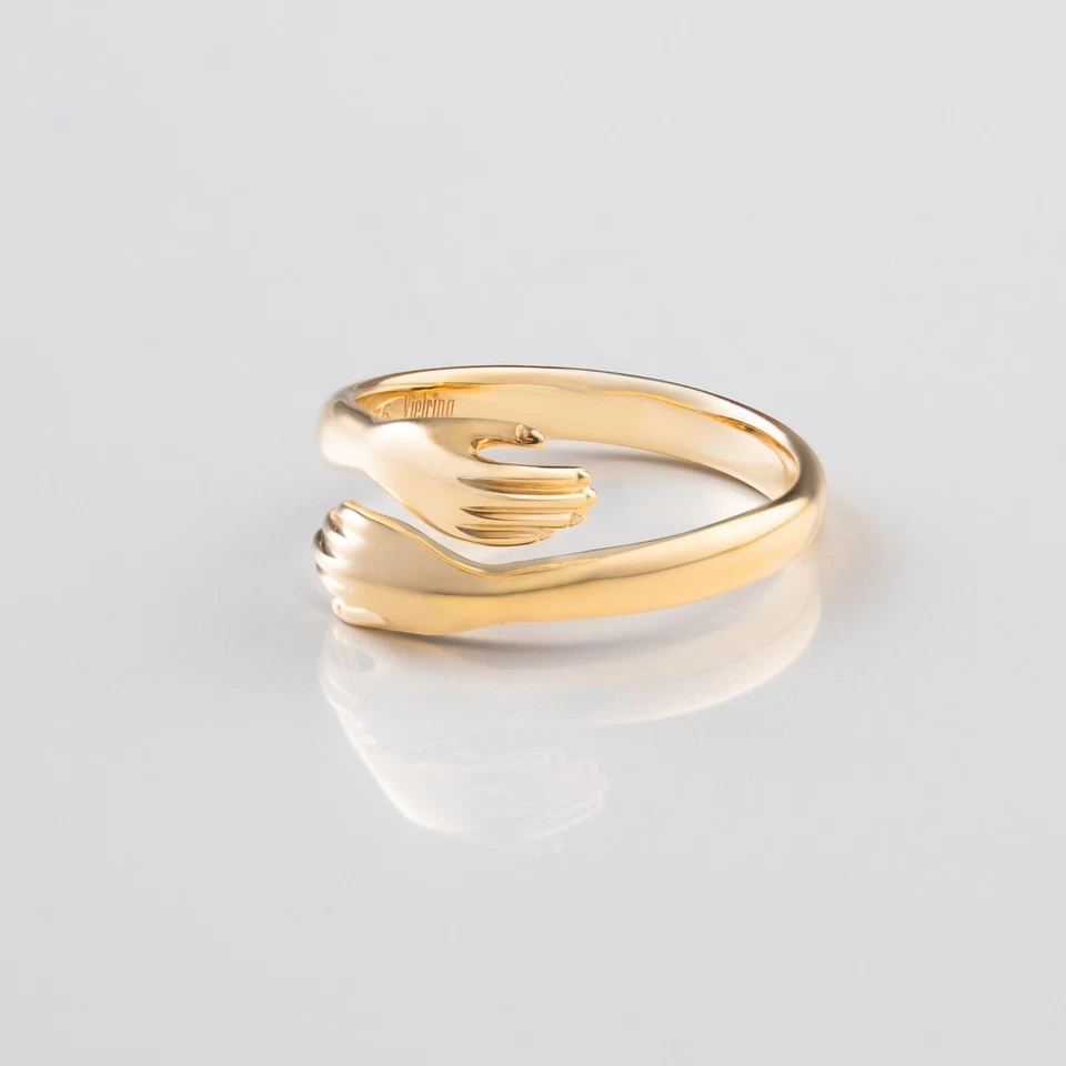 Gold Umarmender Ring • 925 Sterling Silber Offener Ring • Umarmungsring Silber - Bild 1 von 4