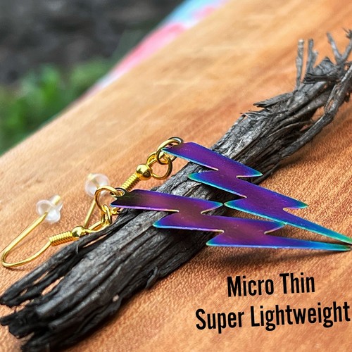 Women’s Men’s Colorful Iridescent Lightning Bolt Earrings - Picture 5 of 11