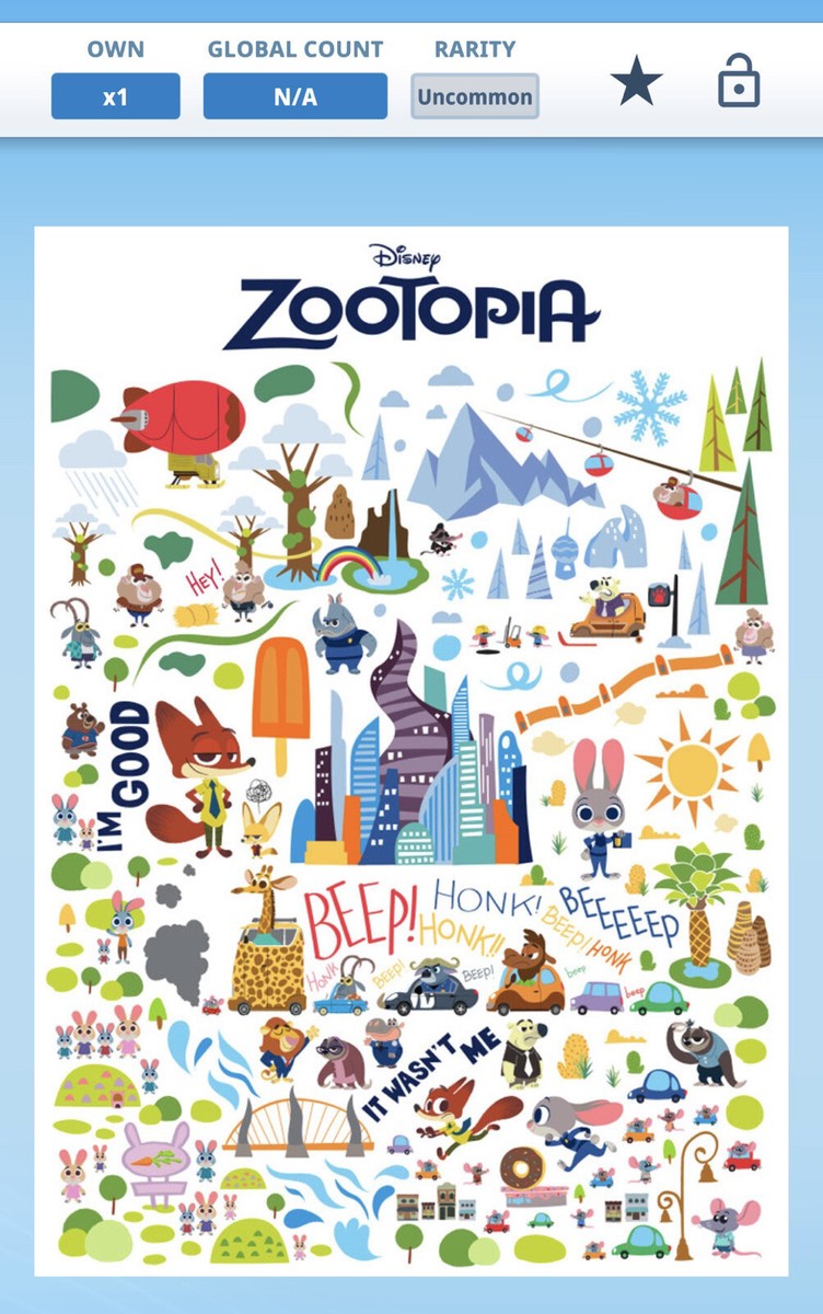 Topps Disney Collect! Zootopia Puzzle Map Craftable Uncommon