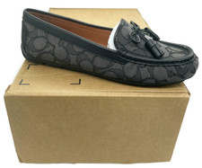 Coach Moira Loafers Signature Jacquard Leather Black Coal Charms Size 6 B FG4295