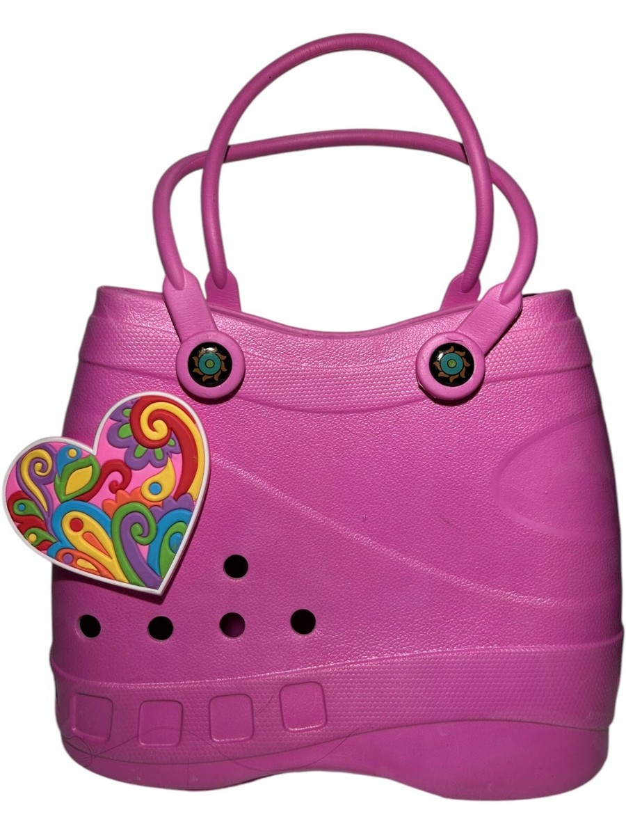 Optari Sol Tote Purse Hand Bag Pink With Heart Charm Waterproof