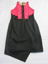 ❤️ MISS SELFRIDGE BNWT PINK LACE & BLACK SLEEVELESS DRESS UK 8 PERFORATED MIDDLE