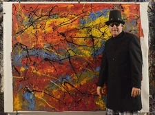 Jackson Pollock style Professional￼ Artist Canvas￼ painting￼ 72”X60”Abstract,6ft