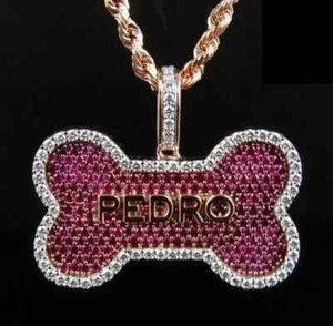Authentic 2Ct Round Cut Lab Created Ruby Pet Lover Customize Pendant 14K Rose Gold Plated