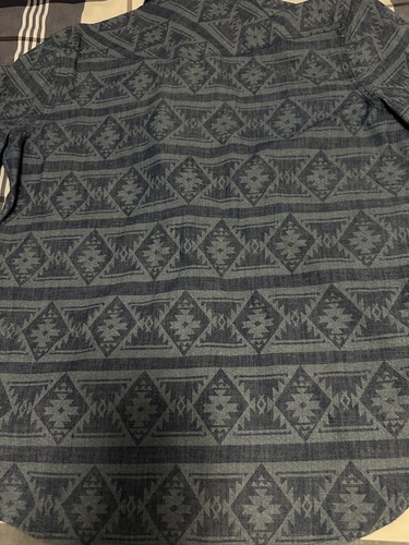 Lucky Brand Mens Blue Native Southwestern Print Western Snap Up Shirt - L EUC - Picture 9 of 9