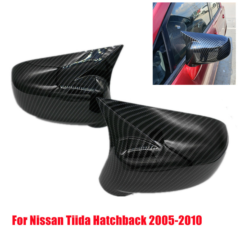 Carbon Fiber Style Door Side Mirror Cover For Nissan Tiida