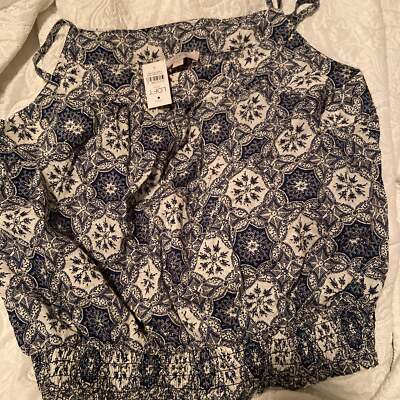 Loft Outlet Floral Medallion Tank Top Ruched Banded Bottom Medium #C72781 