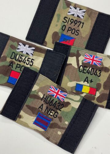 Virtus MTP Vest Badge, Zap Blood Grp TRF Union Jack, Army Military Personalised - Foto 1 di 1