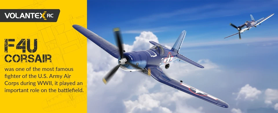 Avión de radiocontrol F4U 2.4G Volantex ala fija EPP 6 ejes giroscopio acrobático RTF combate Foto 2 de 4