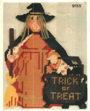 USED TRICK OR TREAT WITCH HALLOWEEN PLASTIC CANVAS PATTERN INSTRUCTIONS
