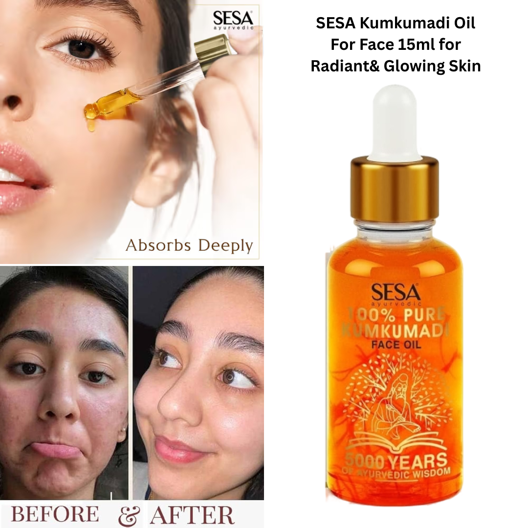 SESA Kumkumadi Oil 15ML for Radiant Glowing Skin Reduces Acne Wrinkles & Dullness