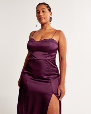 abercrombie fitch Women's The A&F Camille Midi Dress In Dark Purple Size S  New | eBay