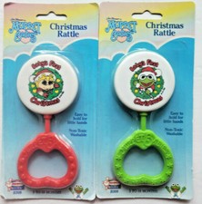 1989 Jim Henson's Muppet Babies Christmas Rattle Kermit Miss Piggy Set NEW U115