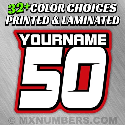 Custom Racing Number Plate Stickers - Set Of 3 Vinyl Decals For MX, ATV, Go Kart, Dirt Bike 13 thumbnail image