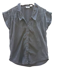 GITANO vintage VTG black size small cotton buttoned TOP SHIRT embroidered