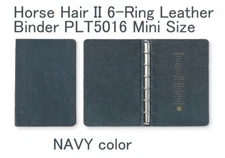 Horse Hair II 6-Ring Leather Binder PLT5016 Mini Size  - Navy -  MADE IN JAPAN