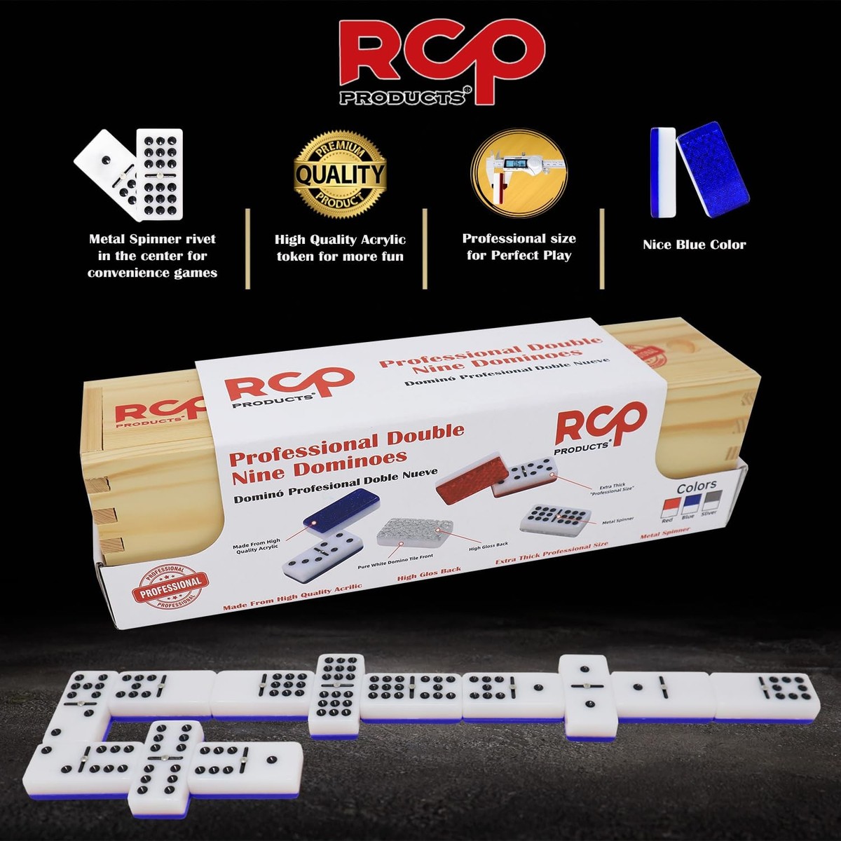 RCP PRODUCTS Double 9 Dominoes Set for Adults - 55 Professional