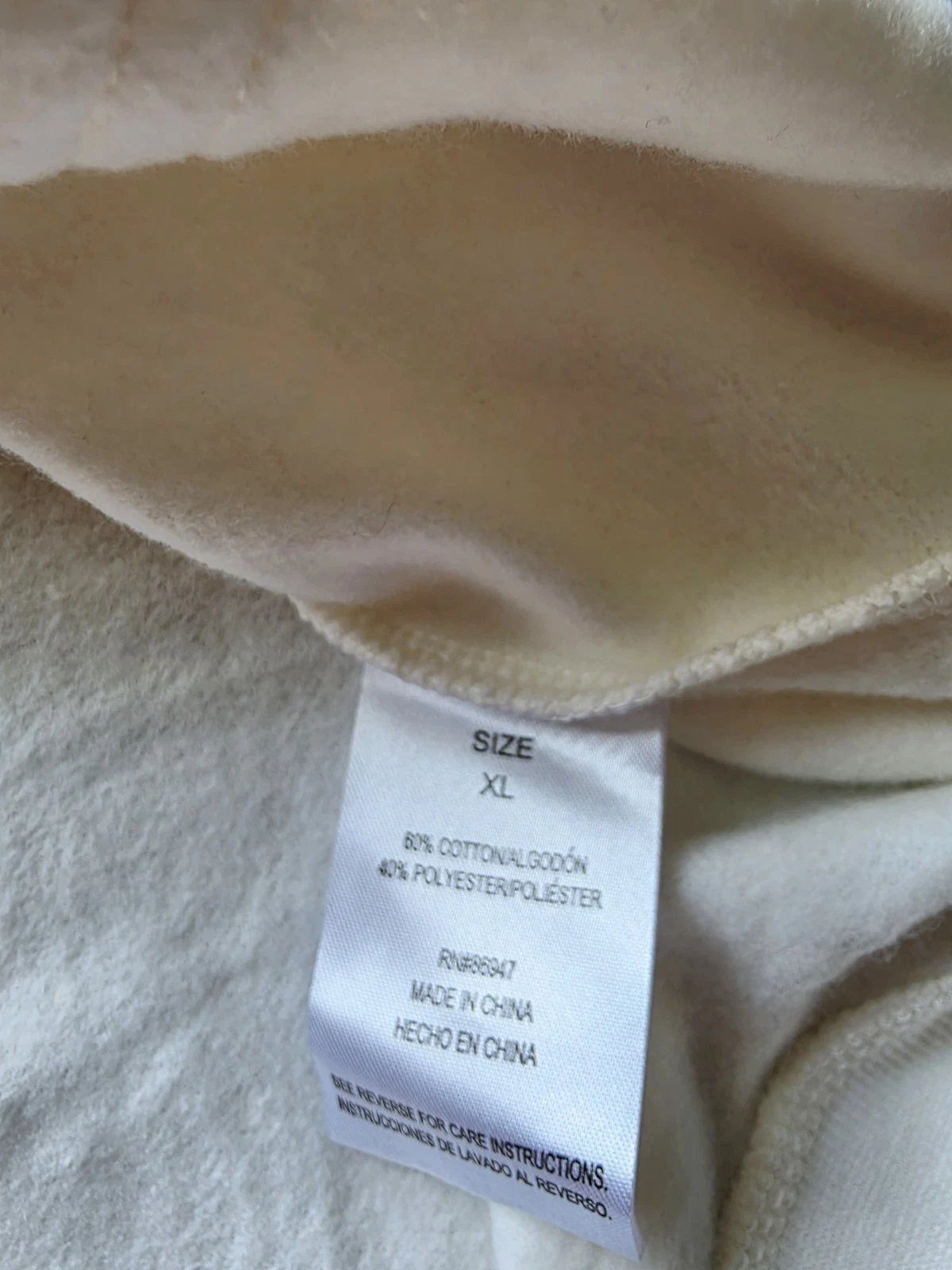 OFF WHITE Felpa pullover con cappuccio donna Puffi avorio fidanzato nuova taglia XL