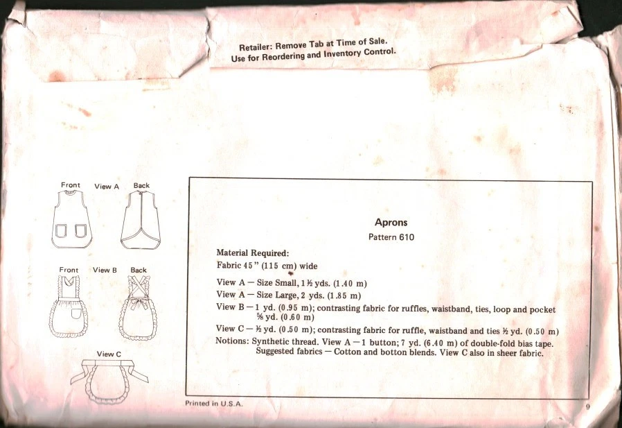 610 Vintage Kwik Sew SEWING Pattern Misses Cobbler Apron Half Ruffled OOP Sew L - Image 2 of 2