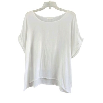 LVHR White Linen Top Gauzey Blouse Top Womens Size Small Short Sleeves