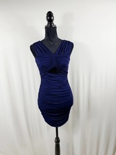 LoveShackFancy Bayana Ruched Cutout Mini Dress - Navy - Size M