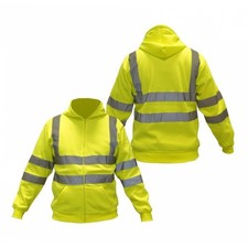 Warnschutzjacke Arbeitsjacke Sweatjacke Kapuzenjacke XL gelb reflektierend Zip