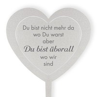 Dolorino Grabstecker: Edelstahl Herz 'Du Bist Nicht Mehr Da'