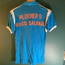 Vintage 60s Bowling Chain Stitch Polo Shirt Hilton Blue Size Med