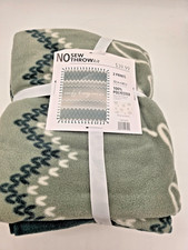 No Sew Throw Kit 72"x60" Anti-Pill Fleece Blanket 2 Prints Green Winter Snowflak