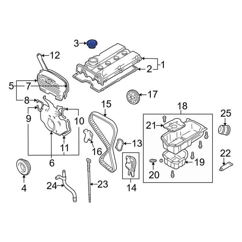For Hyundai Sonata 1989-2003 Hyundai 2651035000 Engine Oil Filler Cap Foto 3 de 4