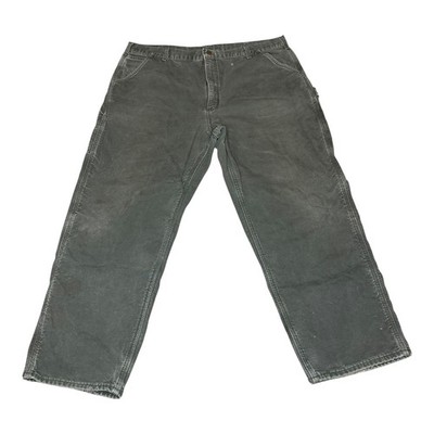 Vintage USA Carhartt B111 MOS Moss Green Flannel Lined Dungaree Pants Mens 42x30