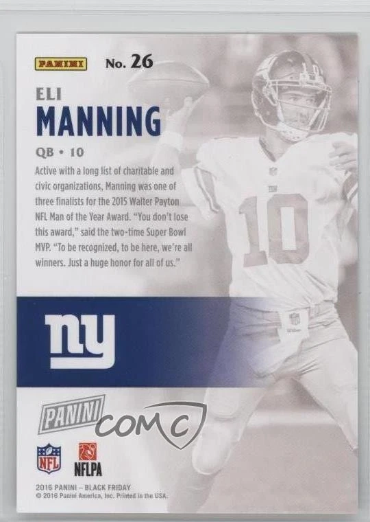 2016 Panini Black Friday Football Wedges /50 Eli Manning #26 - Image 2 of 2