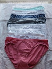 VTG Hanes Her Way Cotton Hi Leg Bikini Brief Panties 9 Pair Mint Blue Pink 6/M