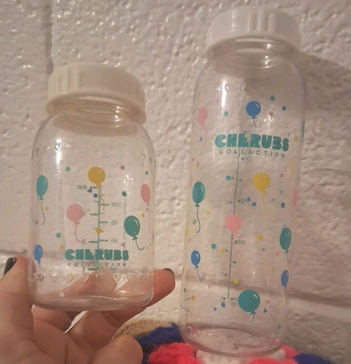Vintage 80s Cherub Baby Bottles (4 & 8 Oz) Pastel BALLOONS