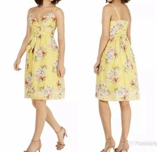 Vince Camuto Yellow Floral Cotton Sundress Dress Size 0 Midi NWT Cottagecore